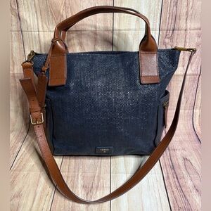 FOSSIL Emerson Blue Satchel Bag Shoulder Crossbody